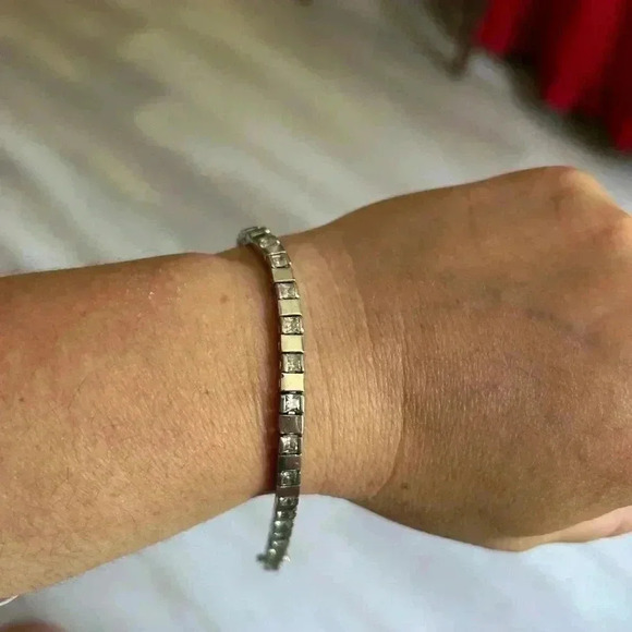 COPY - 4/$100 STERLING silver diamond  stamped vintage chain link bracelet - Picture 3 of 6